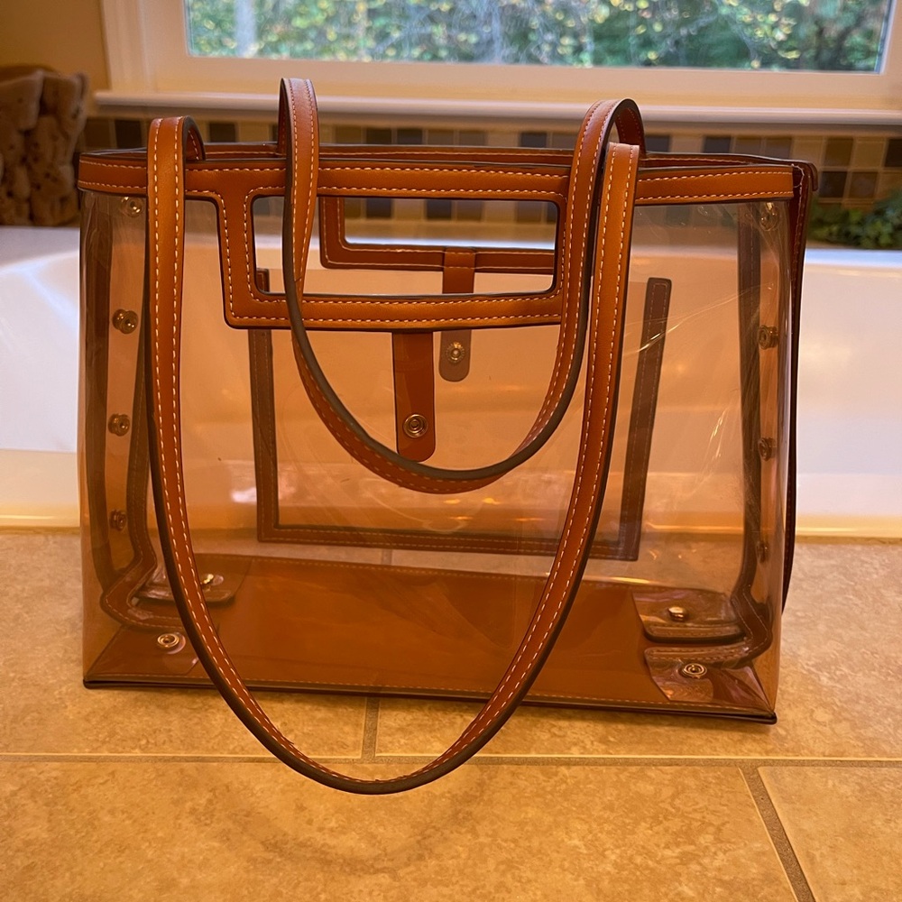Zara transparent and leatherette tote bag